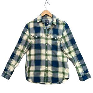 J.Crew Womens Long Sleeve Button Up Shirt Size XS Blue Plaid Herringbone Flannel